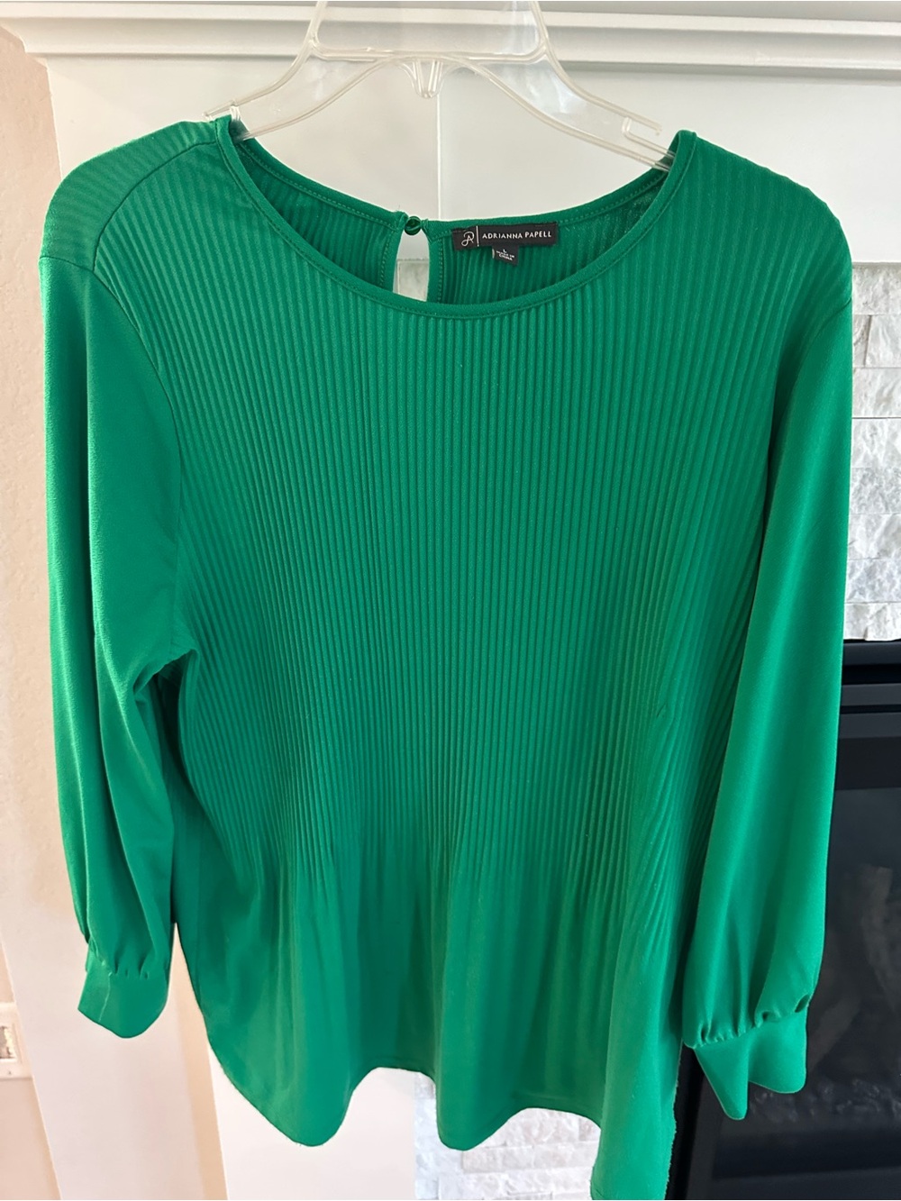 Adrianna Papell Green Ribbed Long-Sleeve Women’s Top size large